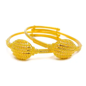 Beaded Striped 22k Gold Baby Bangles