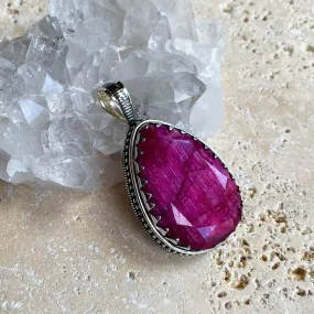 Ruby Quartz Teardrop Pendant - Anjali