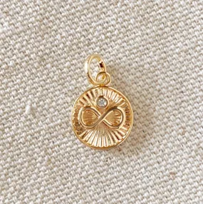 18k Gold Filled Infinity Charm Spokes From Center to Edges Pendant Solitaire Cubic Zirconia