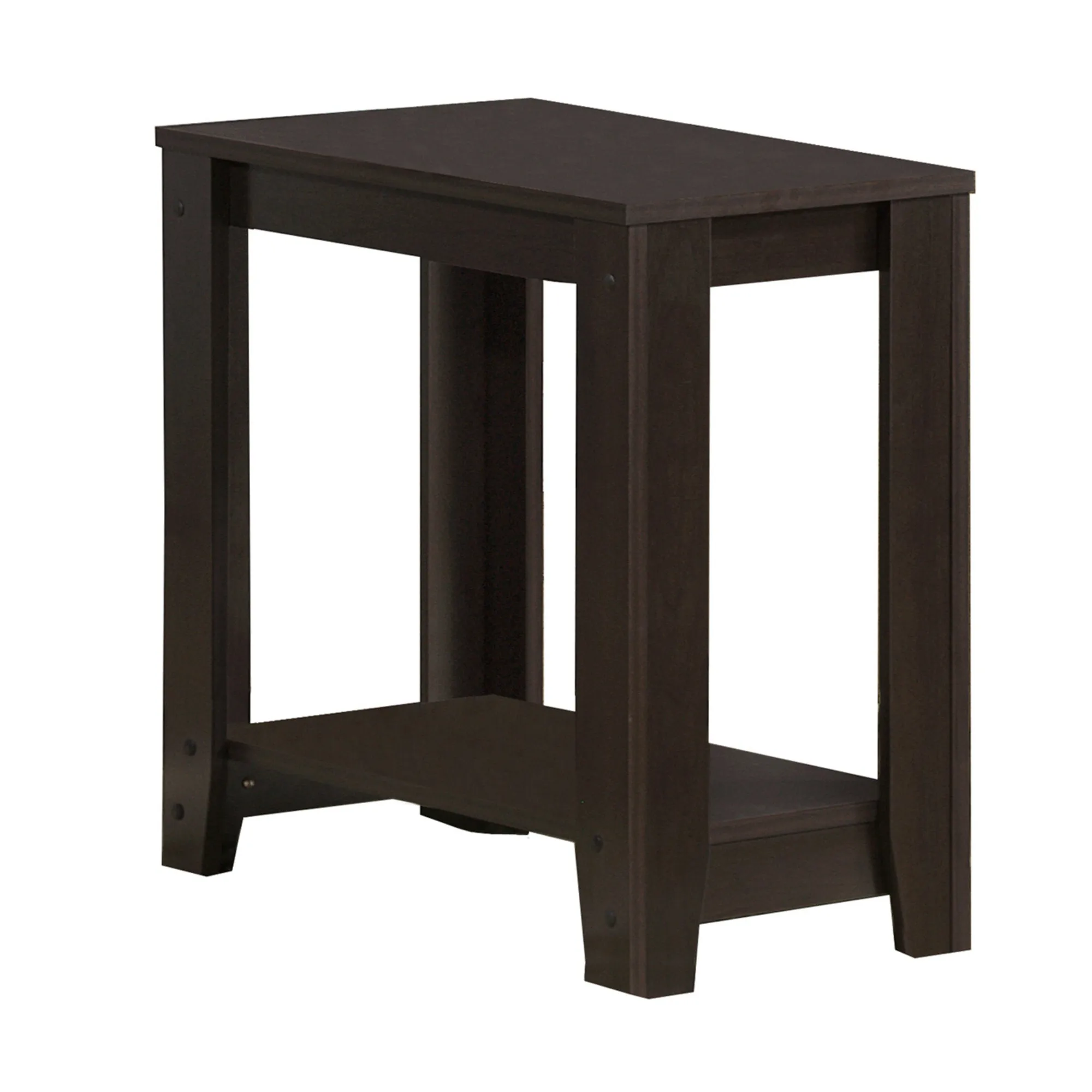 22" Dark Brown End Table With Shelf By Homeroots