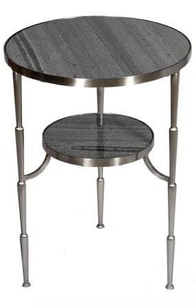 22" Nickel Marble And Iron Round End Table By Homeroots