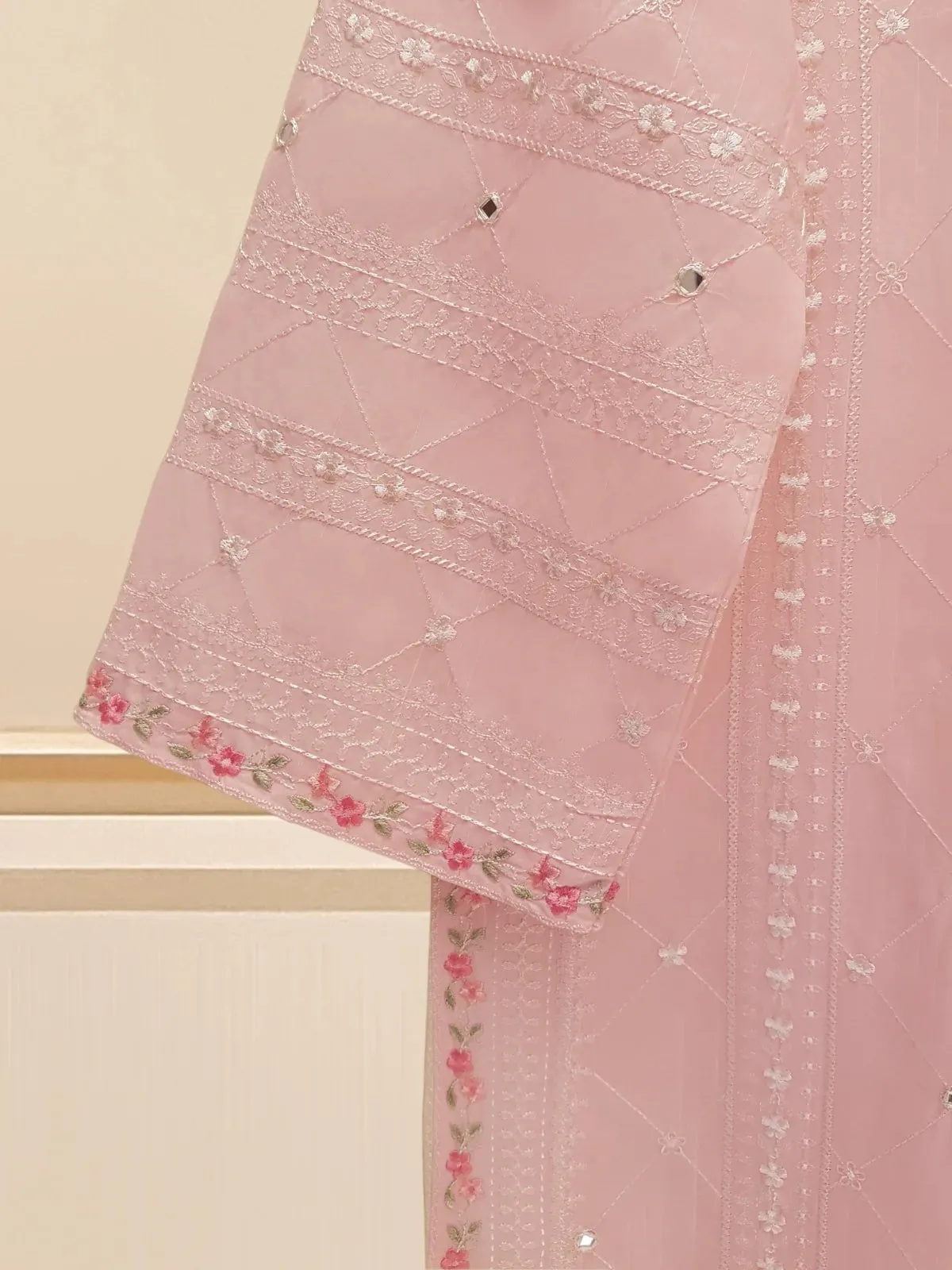 Agha Noor Peach Fine Jacquard Shirt