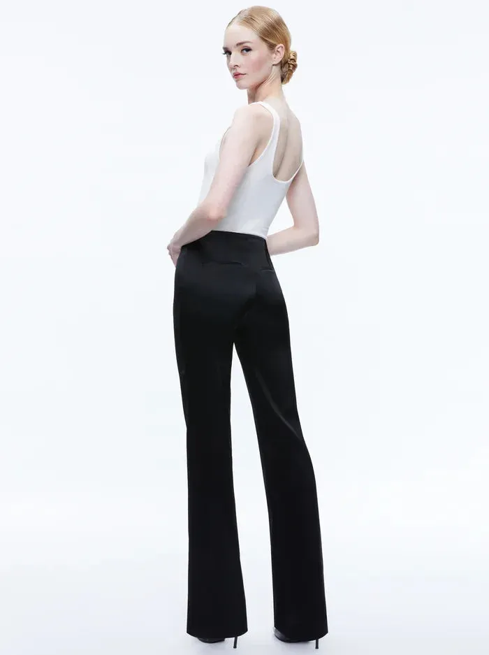 Alice   Olivia - Teeny Satin Bootcut Pant - Black