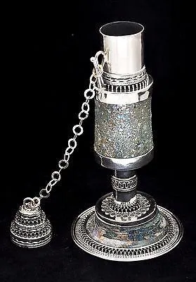 Antique Roman Glass Perfume Scents Bottle Sterling Silver 925