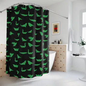 Black Crane Polyester Shower Curtain, 71" × 74" Modern Bathroom Shower Curtains-Printed in USA