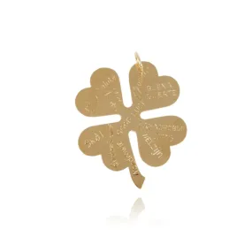 Clover and Striped Heart Pendant | Gold