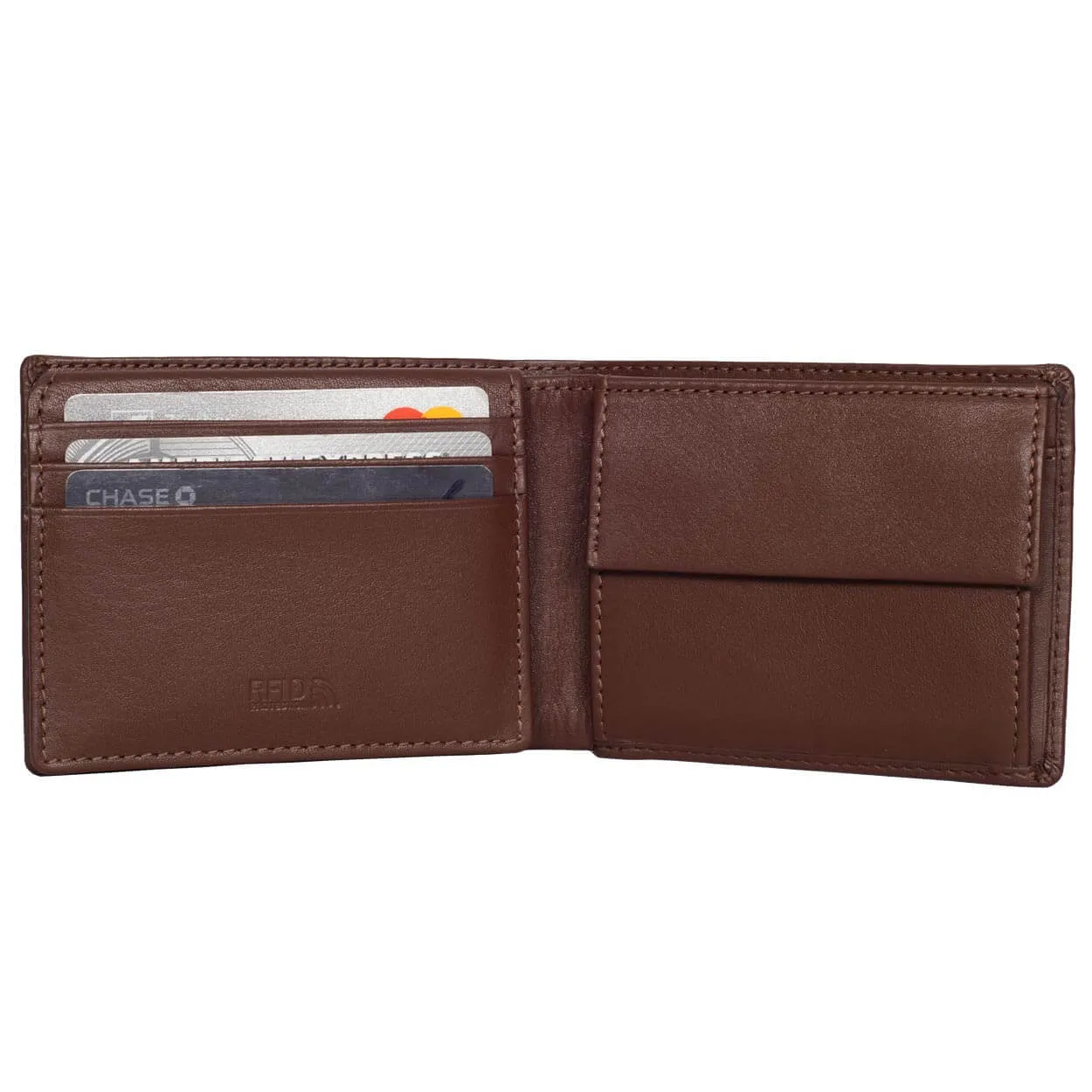 Compact Bifold Leather Wallet RFID Safe Hickory Brown