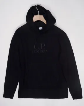 C.P. Company Wool Polar Fleece Logo Hoodie / Black