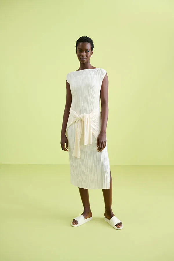 Edith Dress - Micro Pleat :: Ivory