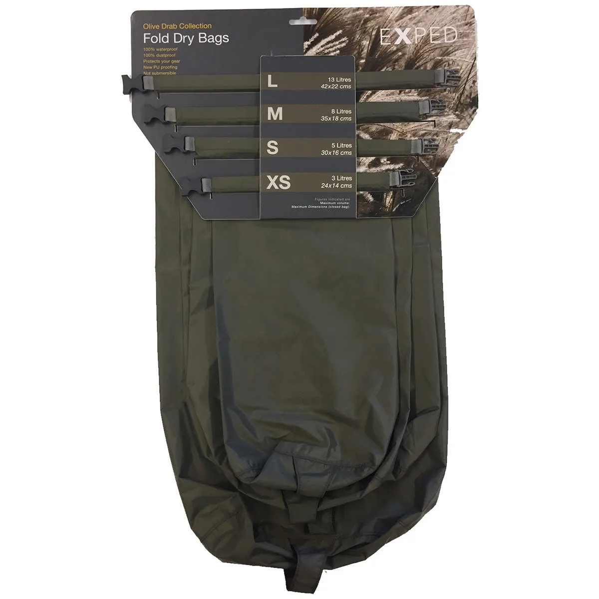 Exped Fold Dry Bags 4 Pack XS-L Olive Drab