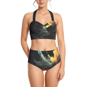 Fire & Water Women's Swimsuit Set With Halter