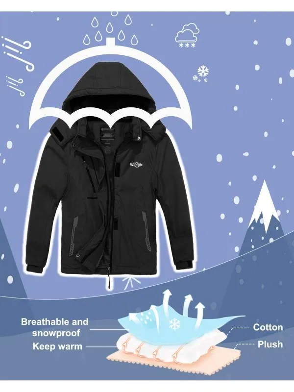 Girl's Waterproof Fleece Winter Snow Coat Warm Raincoats