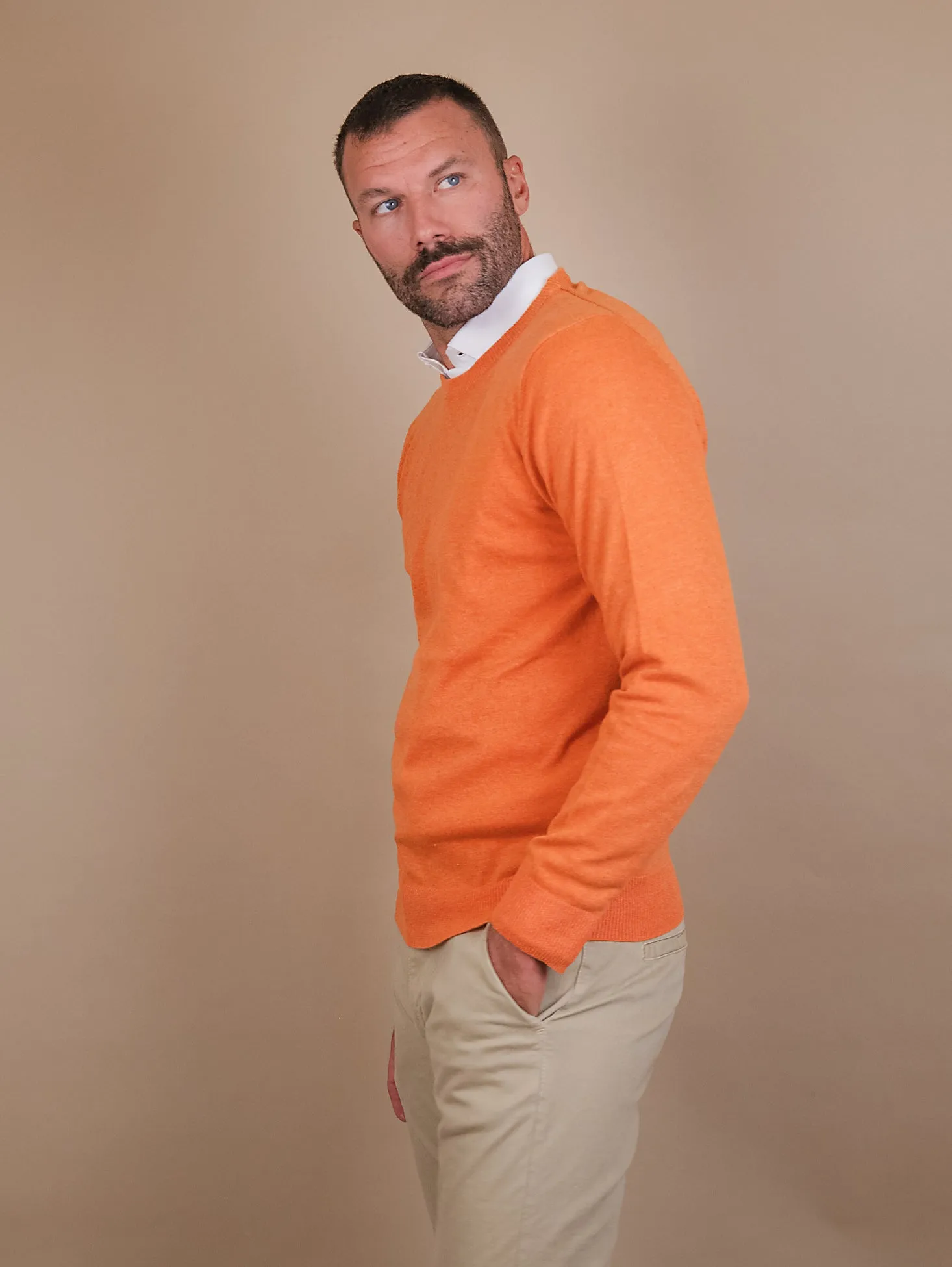 GIROCOLLO IN LANA MISTO CASHMERE ARANCIONE