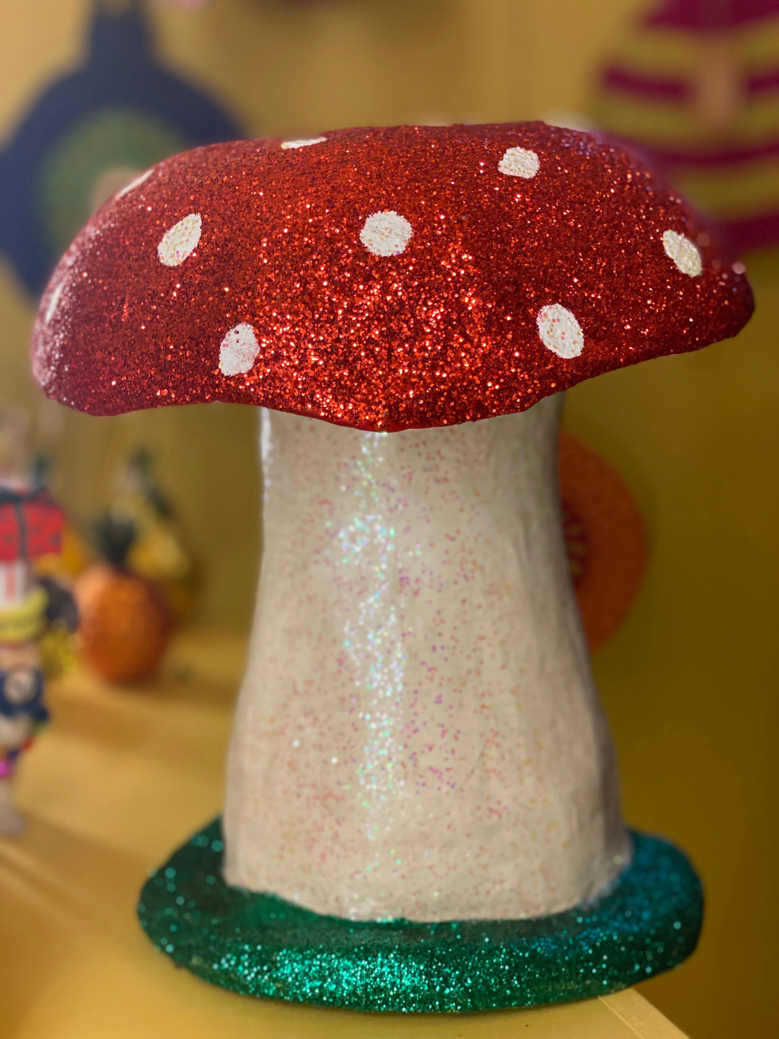 Glitter Mushroom ornament- Large