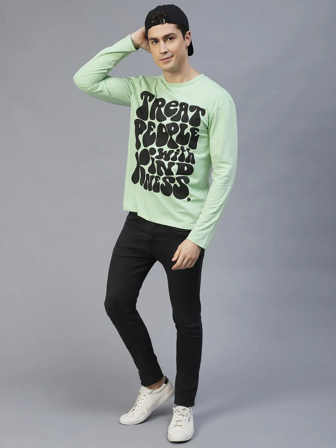 Mint Green Printed Oversize T-Shirt