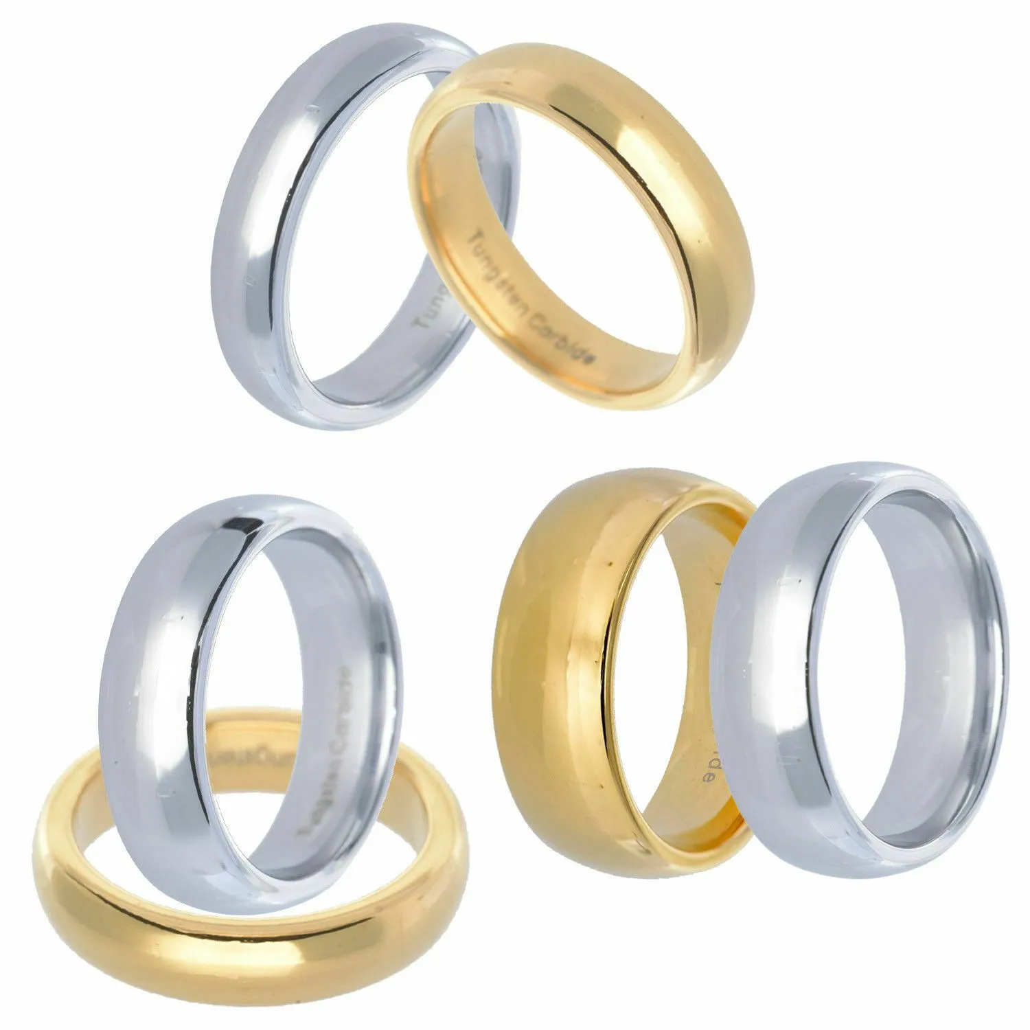 MRoyale™ Men's Tungsten Carbide Silver/Gold Ring - 18k Gold Plated (2-8mm Thick)