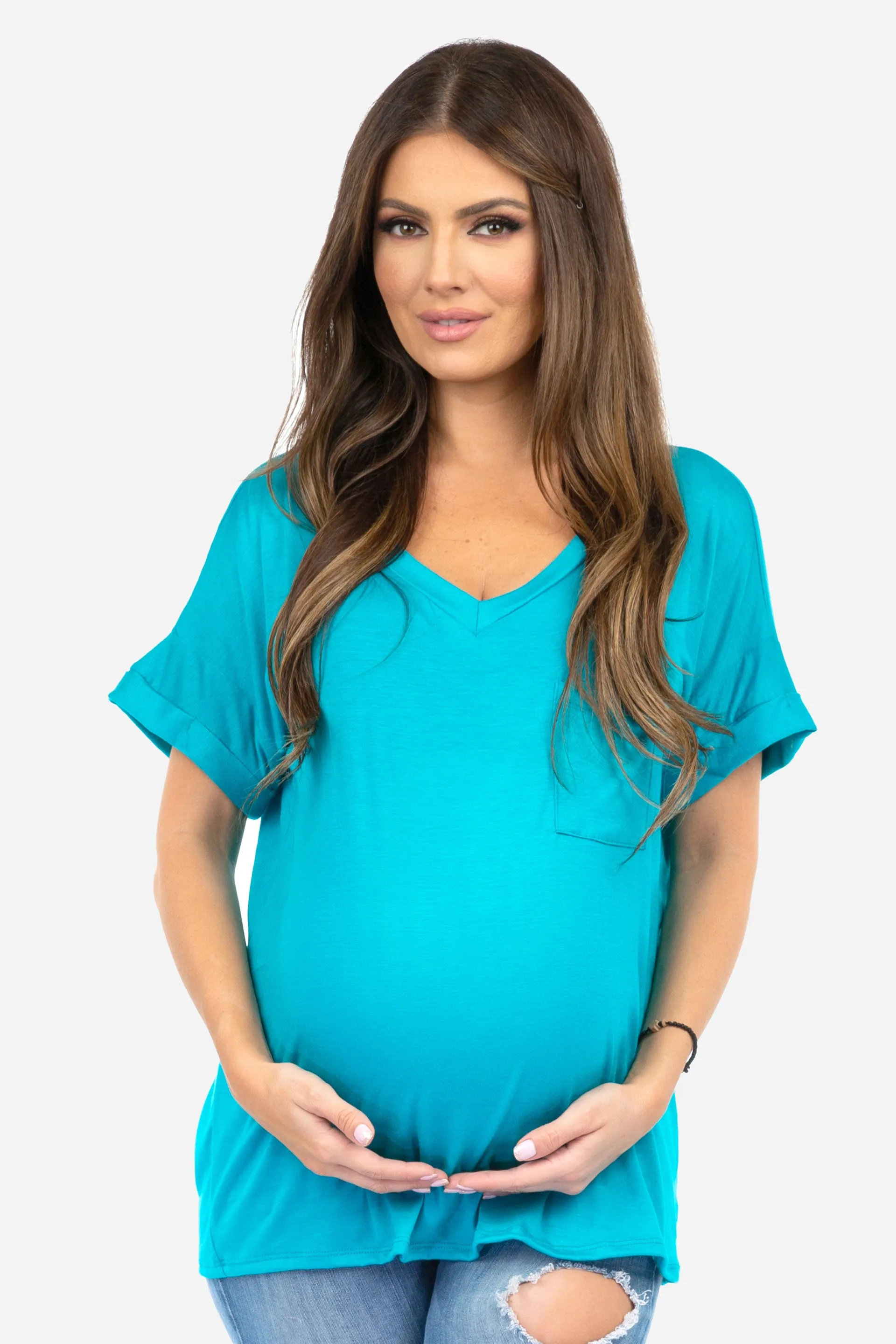 V-Neck Maternity Tshirt with Front Pocket