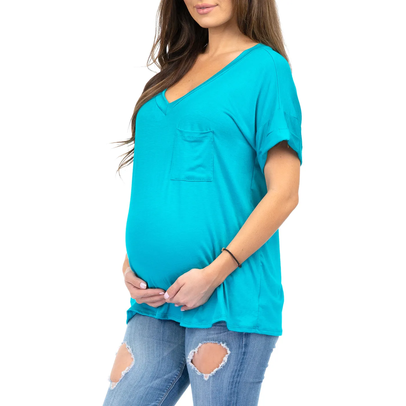 V-Neck Maternity Tshirt with Front Pocket